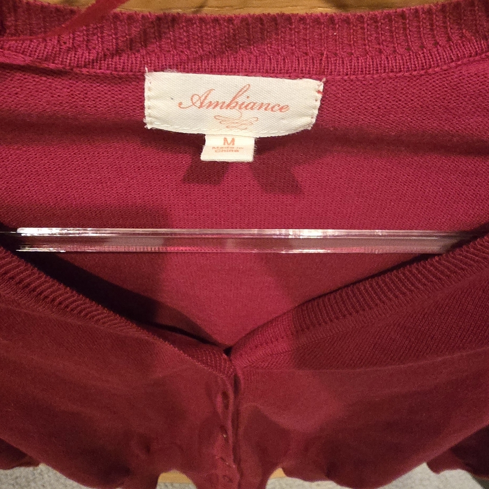 Ambiance Women's Raspberry Button-Front Cardigan - Picture 5 of 7